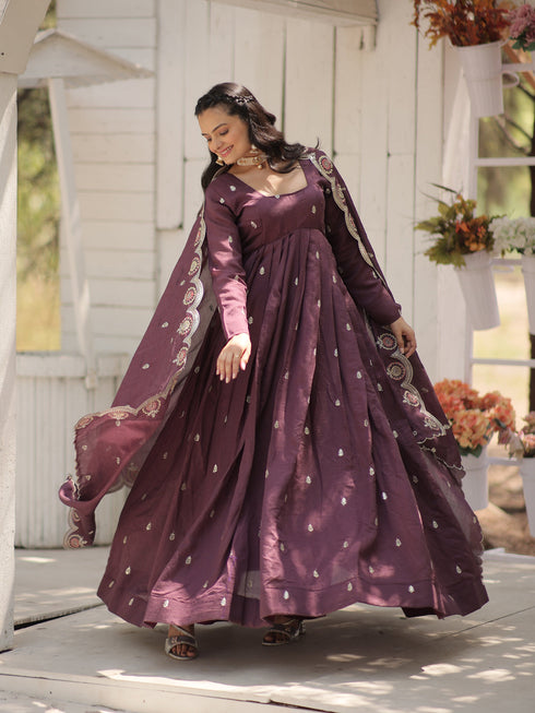 Onion Vichitra Shimmer Anarkali Dress Acy9580 Salwar Kameez